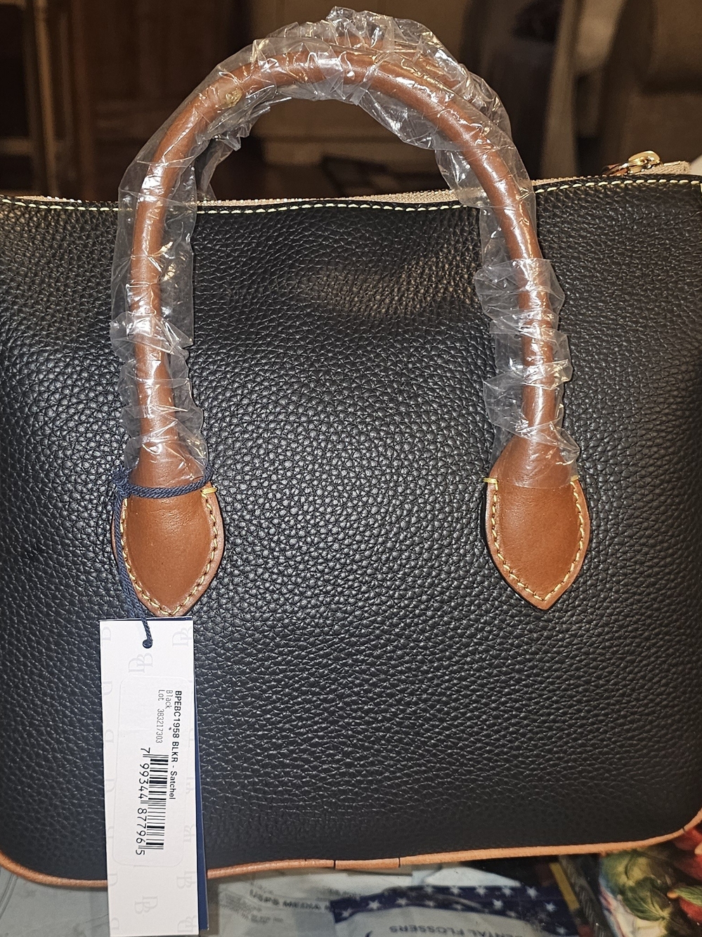 Dooney & Bourke Pebble Grain Satchel Black & Brown Tote